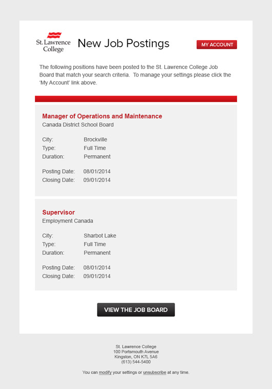 St. Lawrence College Employment Service